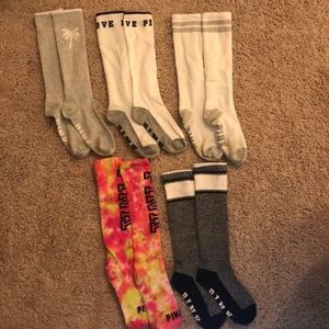 5 pairs of long PINK socks!!